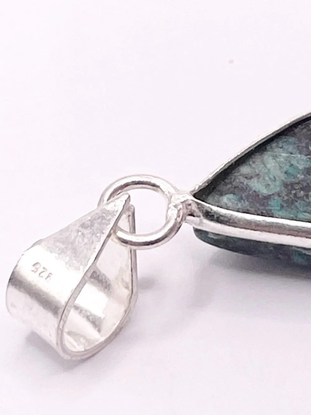 Sterling Silver Chrysocolla and Red Jasper Teardrop Pendant - Picture 4 of 8